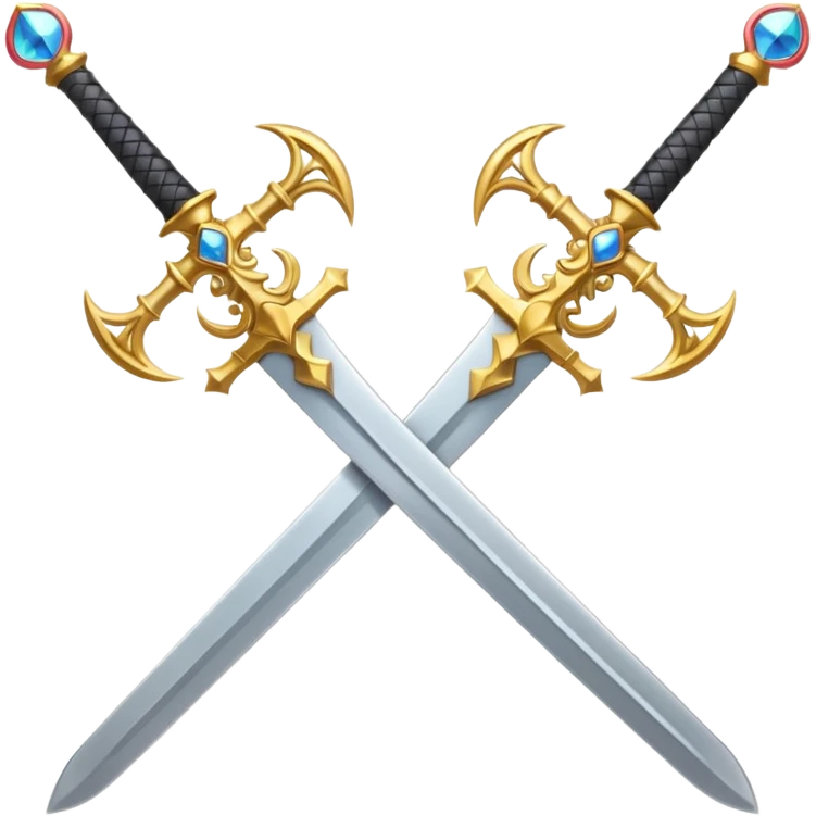 Fully golden two royal swords crossed emoji