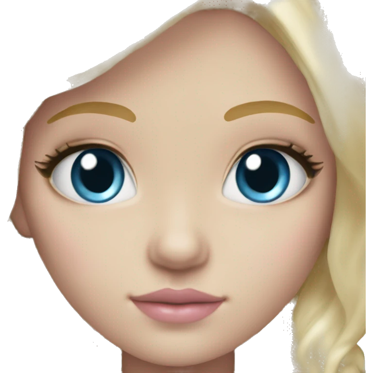 ocean blue doll eyes, blonde hair, feminine, pink, girl, angelic emoji