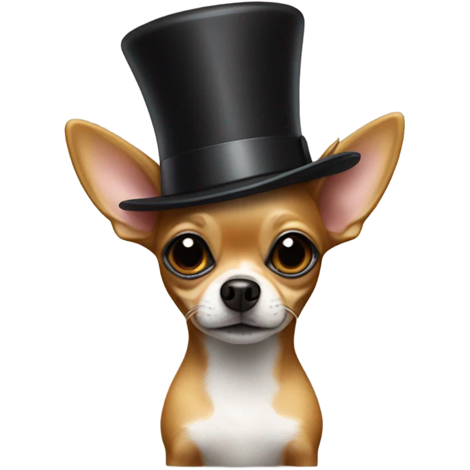 Furry Chihuahua wearing a top hat with a feather  emoji
