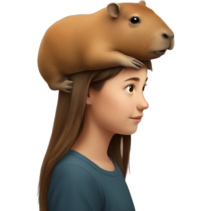 A capybara on a girl's head
 emoji