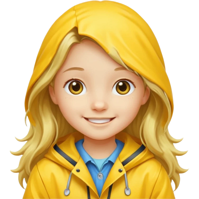 long haired girl kid with raincoat emoji