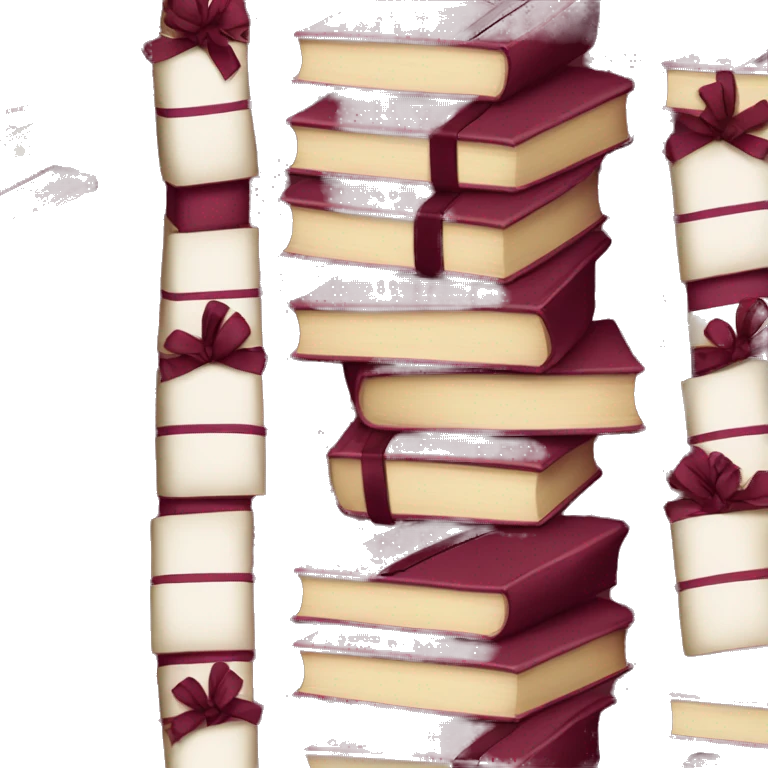 burgundy books stacked up and tied together by a burgundy bow emoji