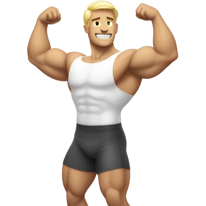 white muscle  man figure flexing emoji