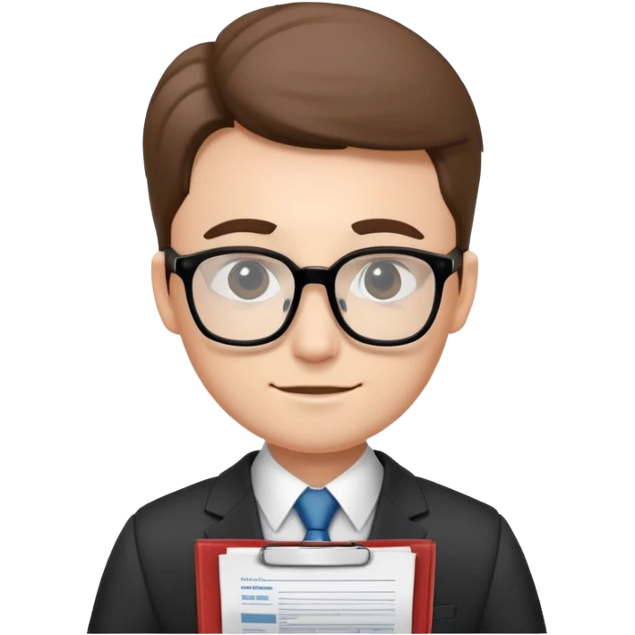 accountant wearing glasses and suit, with paperwork emoji