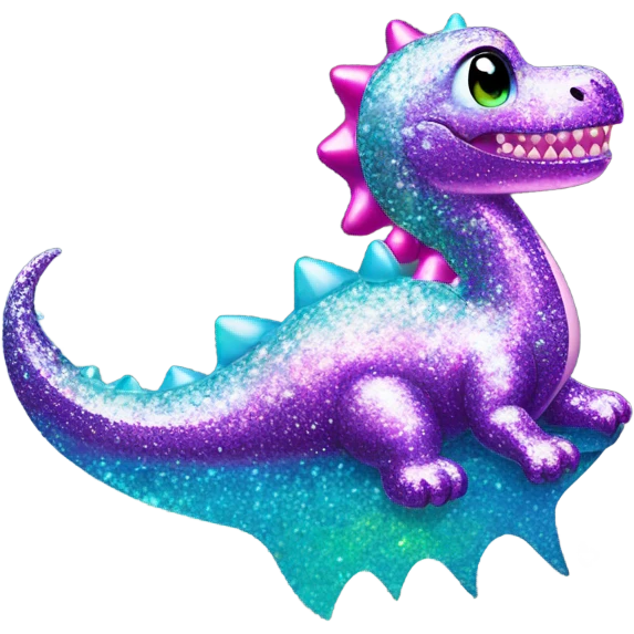 Lisa frank glitter pretty water dinosaur with fins and pearls emoji
