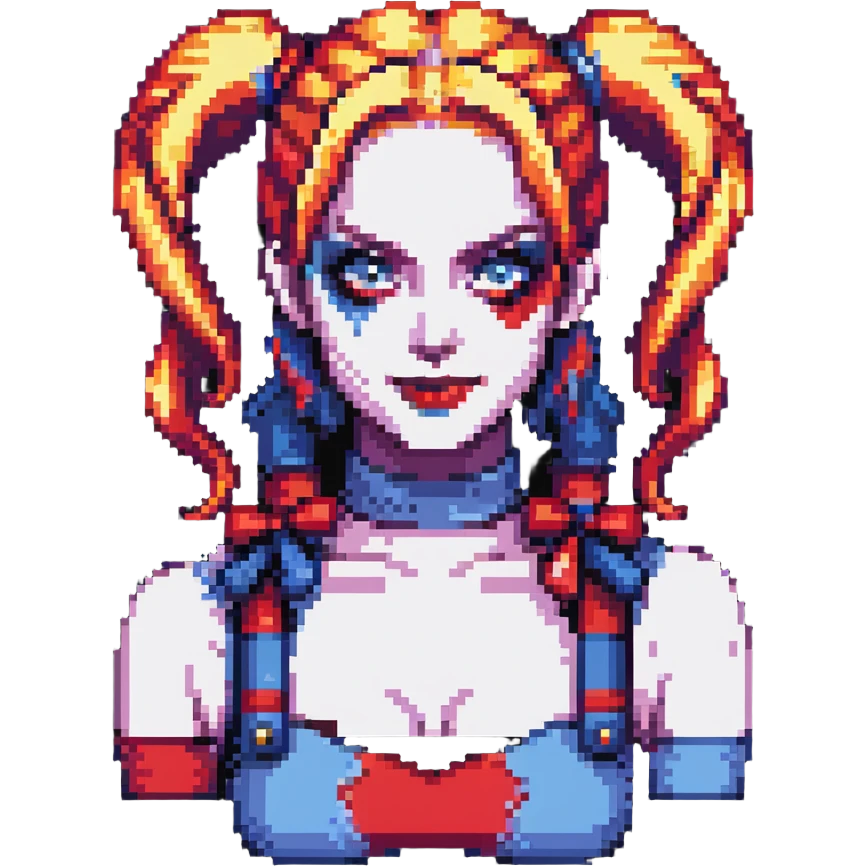 Harley Quinn two-toned hair in pigtails emoji