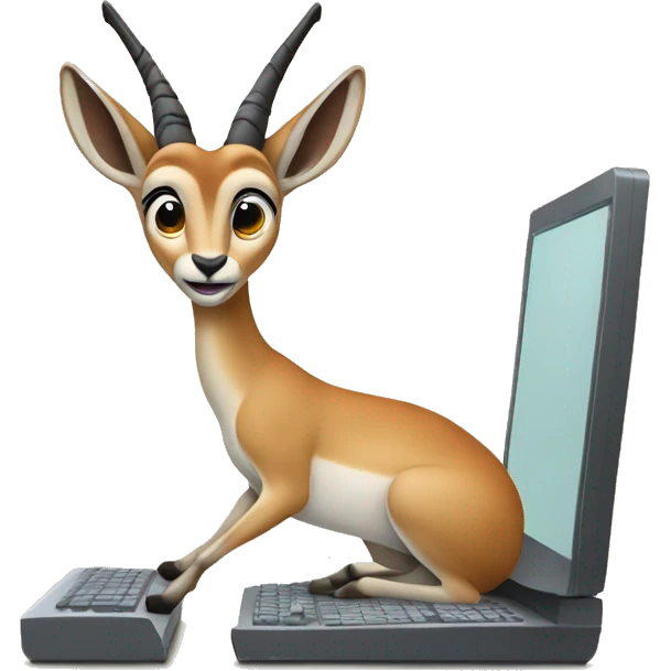 gazelle using a computer emoji