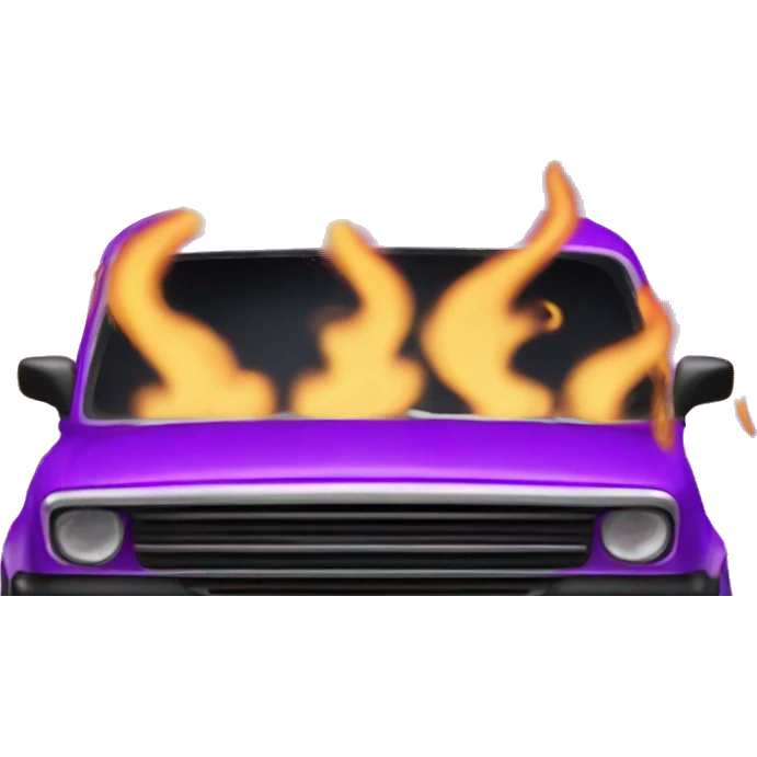 A lot Purple Flammes in the background and and car in the middle emoji