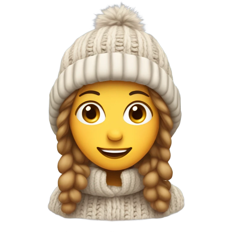 woman with big winter hat emoji