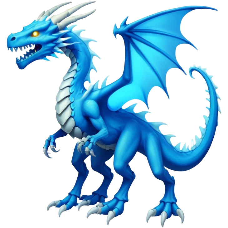 an electric bone dragon with blue teeth (full body) emoji