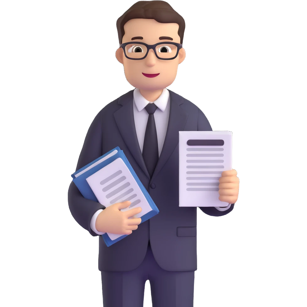 male accountant in business suit holding papers in hand emoji