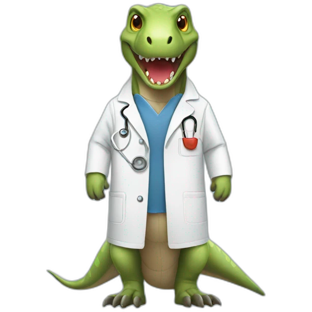 Trex wearing a lab coat emoji
