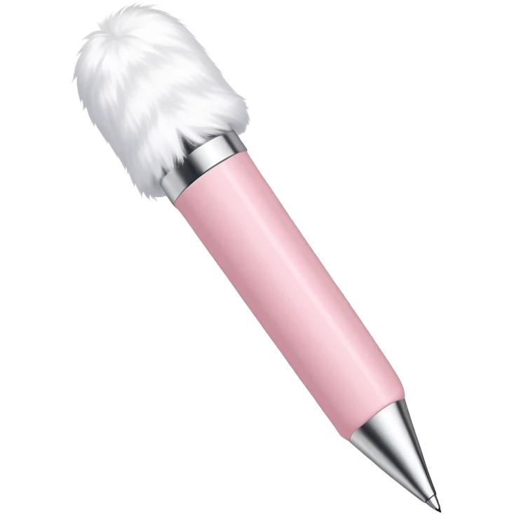 Powder pink pen with fur at the top emoji
