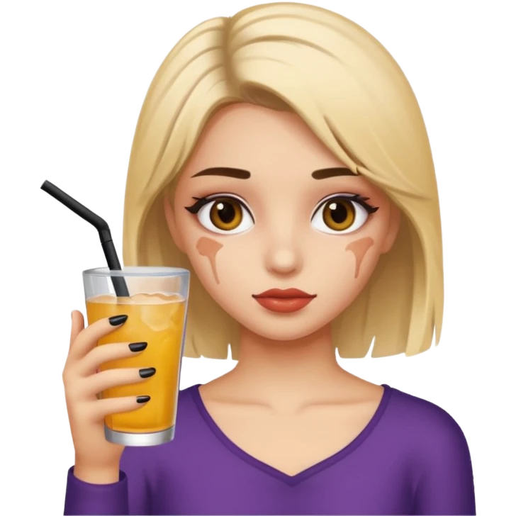 Hungover girl with mascara and holding a drink  emoji