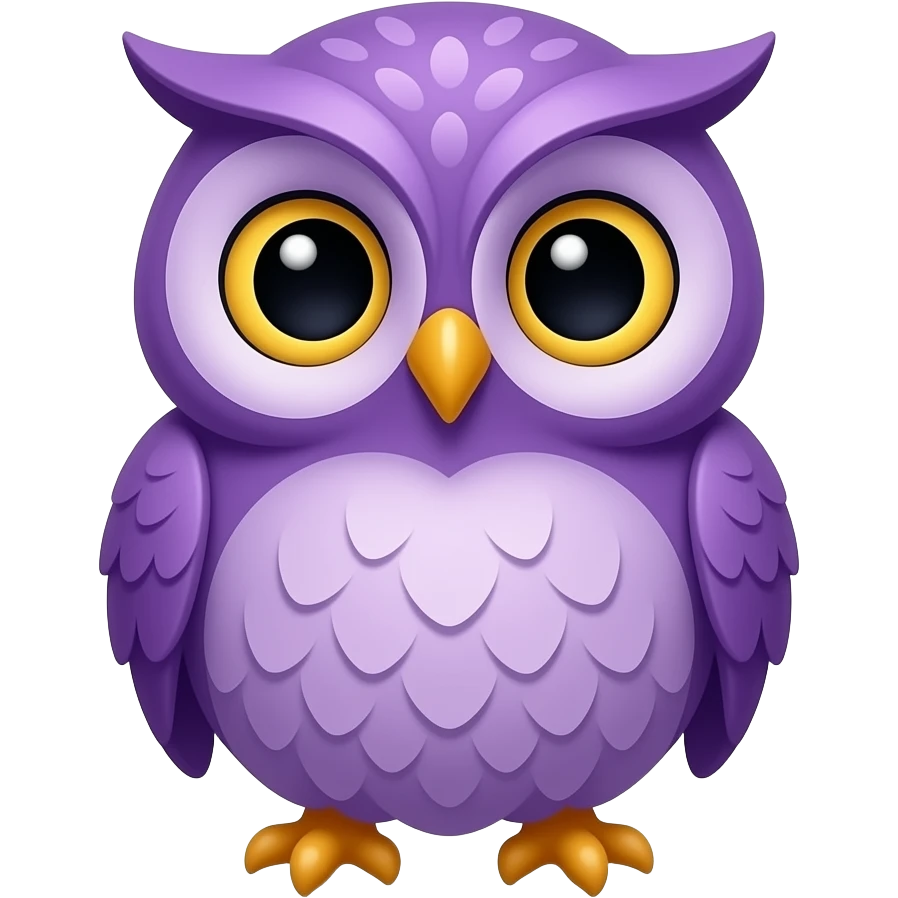 a cute, detailed purple owl emoji