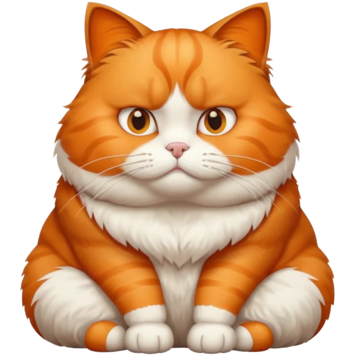 A fat cat sitting down and looking like they don’t care about it emoji