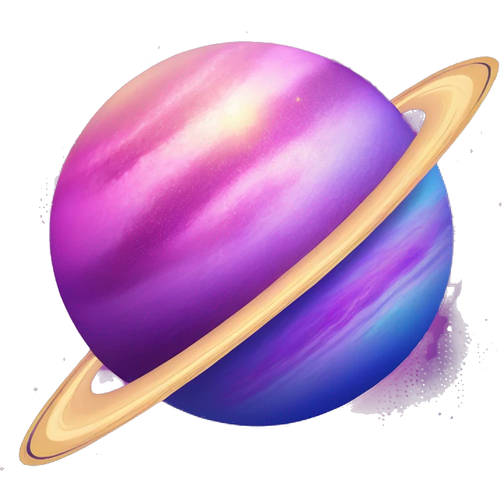 sparkly glittery blue purple and pink gradient planet with a cheesy saturn ring emoji