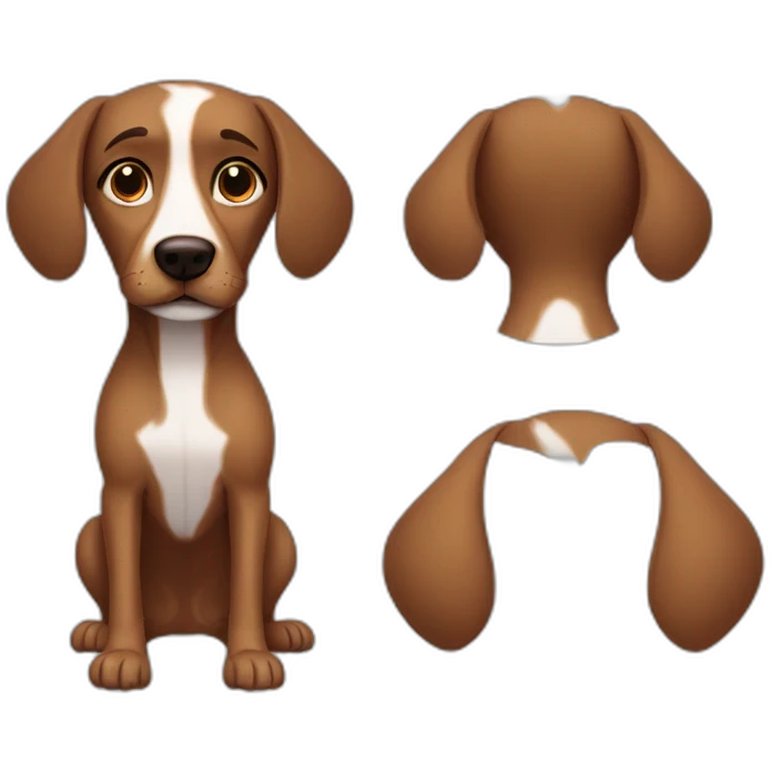 brown dog with hair spots and then bald emoji