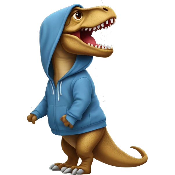 Trex wearing oversized hoodie emoji