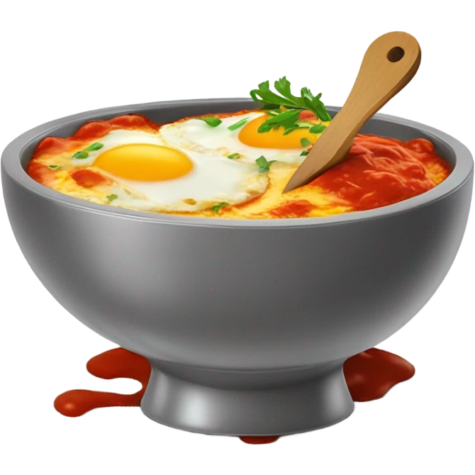 Shakshuka bowl mit roter Sauce  mit 3 Spiegeleiern  emoji