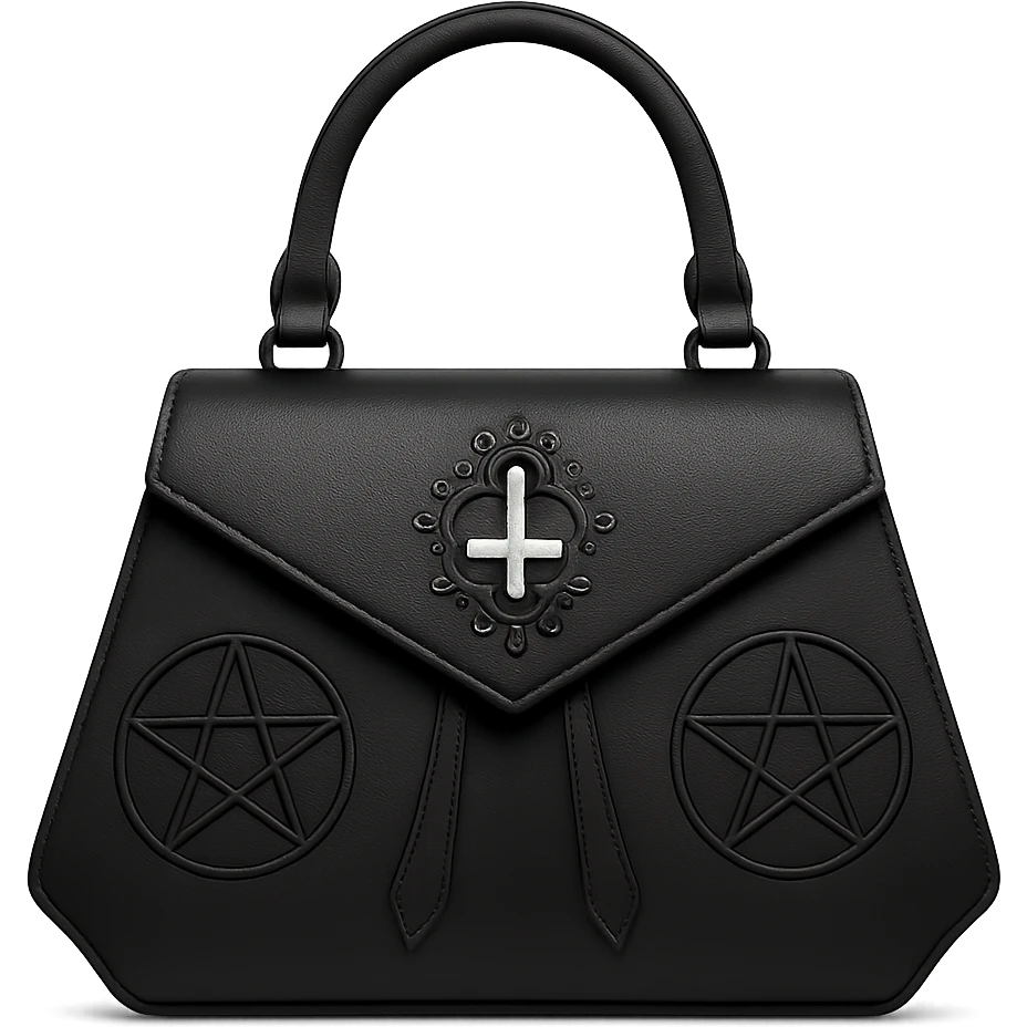 Back white gothic purse without background emoji