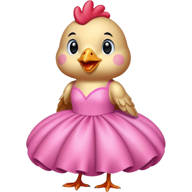 chicken in pink ball dress emoji