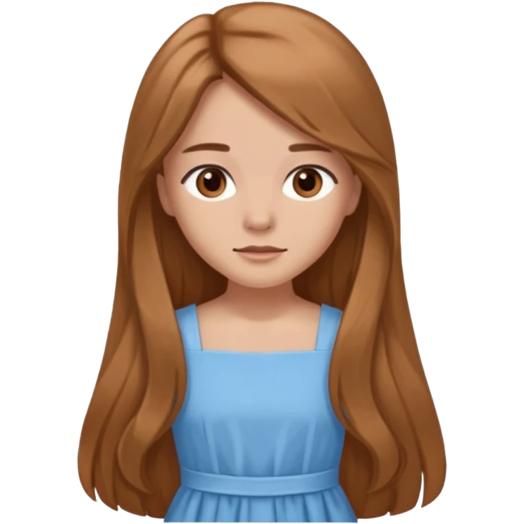 GloomyKassie light brown long hair, brown eyes, light blue dress emoji