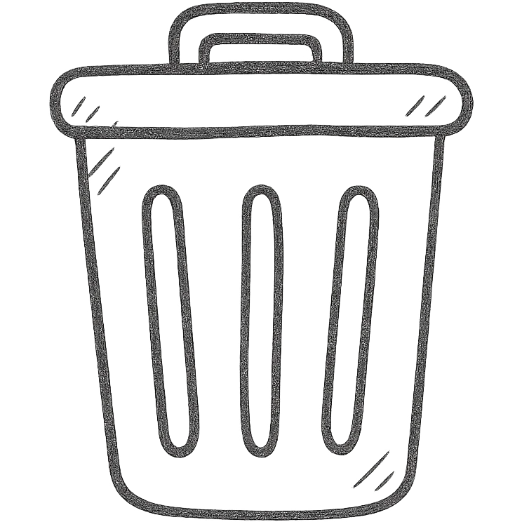 hand-drawn outlined trashcan icon emoji