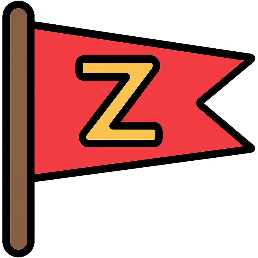 a stylized Z on a red flag, graphic and eye-catching emoji