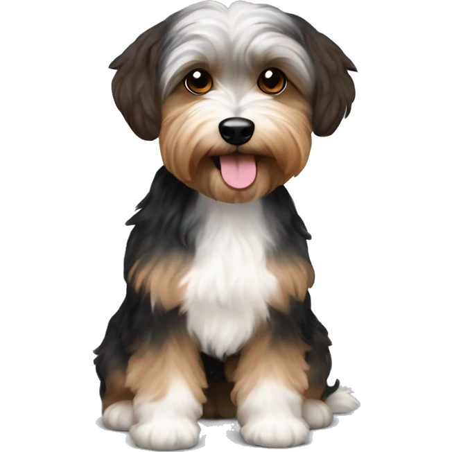 Yorkipoo with black and brown hair and white chest emoji