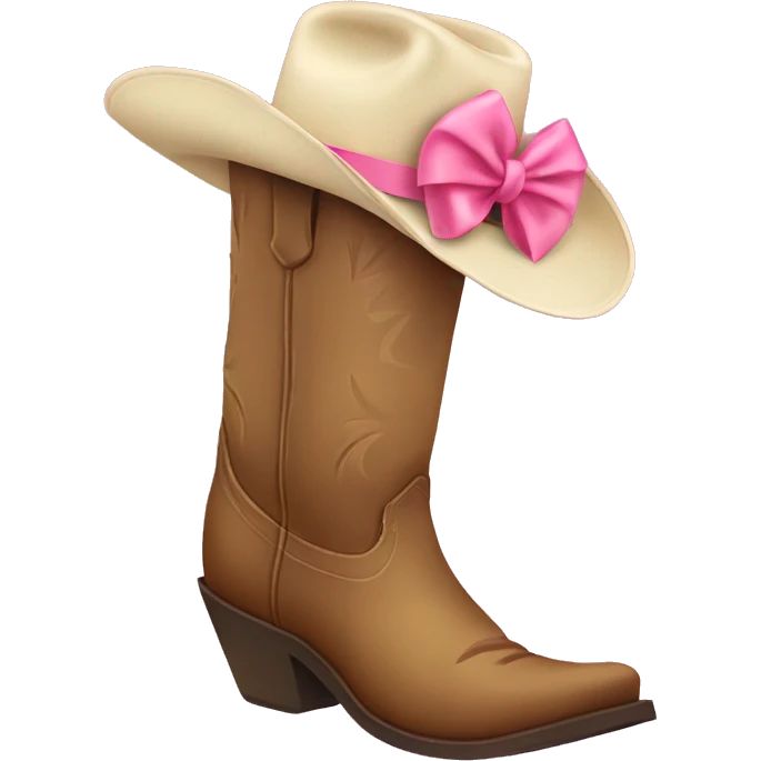 Cowgirl boot with pink bow emoji