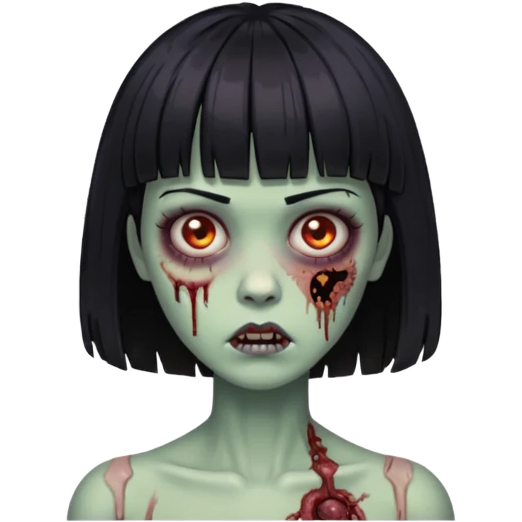 Zumbi feminina de cabelo curto crespo com franja emoji