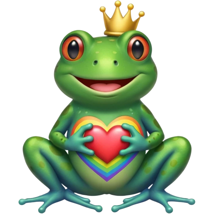 smiling frog with a rainbow heart on its chest emoji