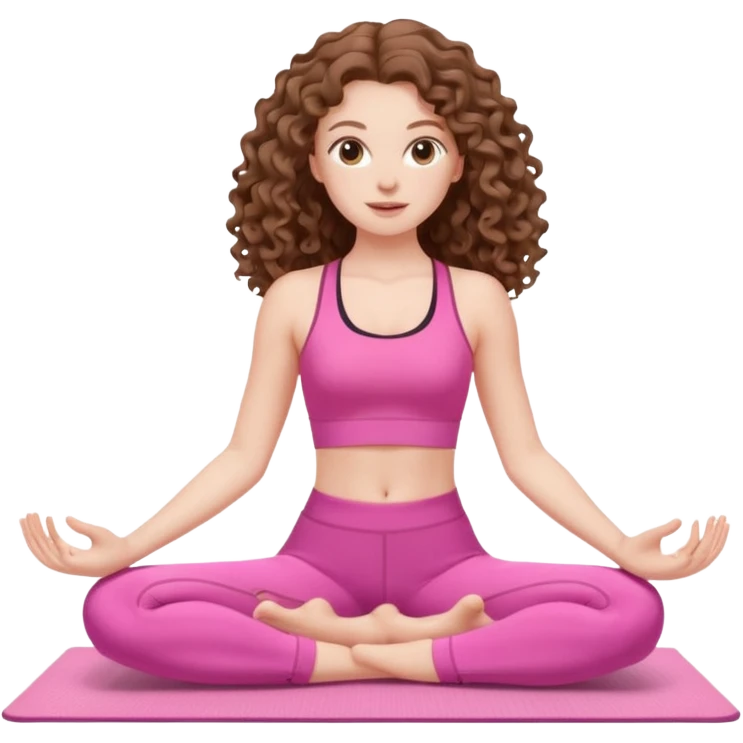 pale white girl with long brown curly hair pilates pink emoji