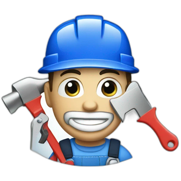 create a handyman with a logo of a WHITE M in a blue wallpaper emoji