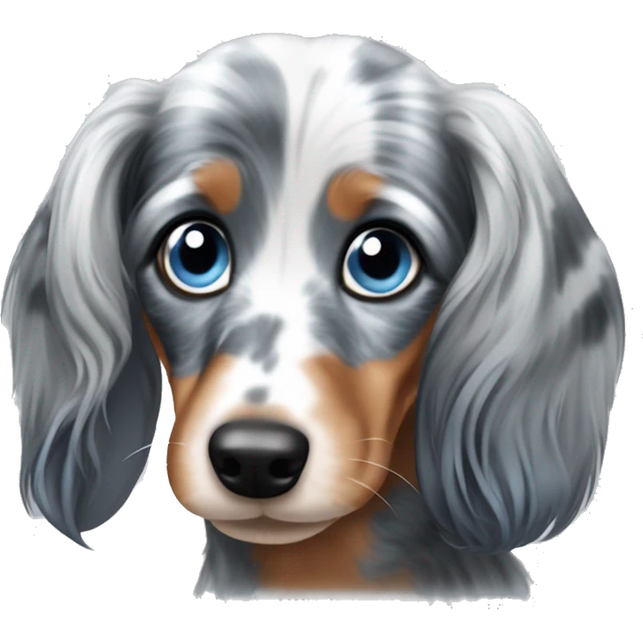 Blue Merle long hair Mini dachshund  emoji