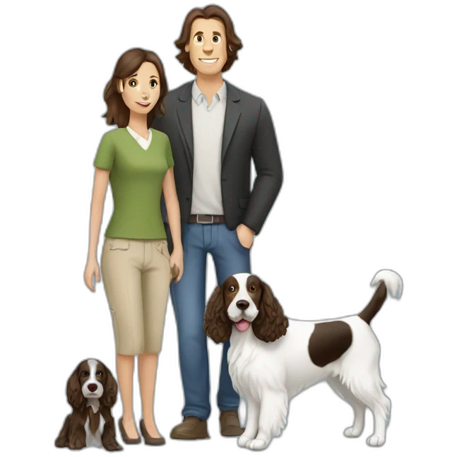 Springer spaniel with woman and man emoji