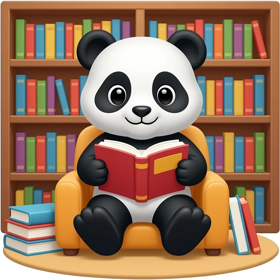 Panda reading a book emoji
