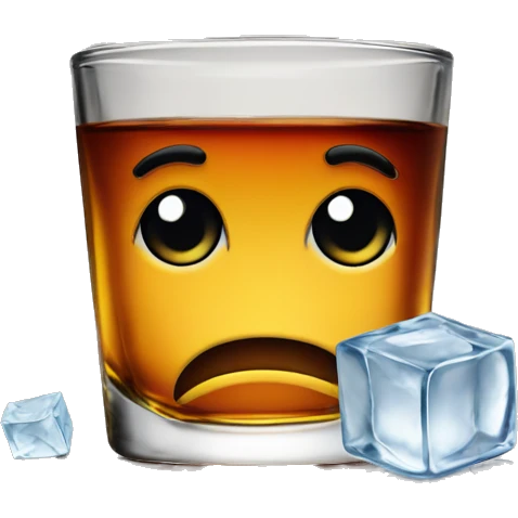 whiskey with  2 ice cubes  Shot glass tumbler  emoji