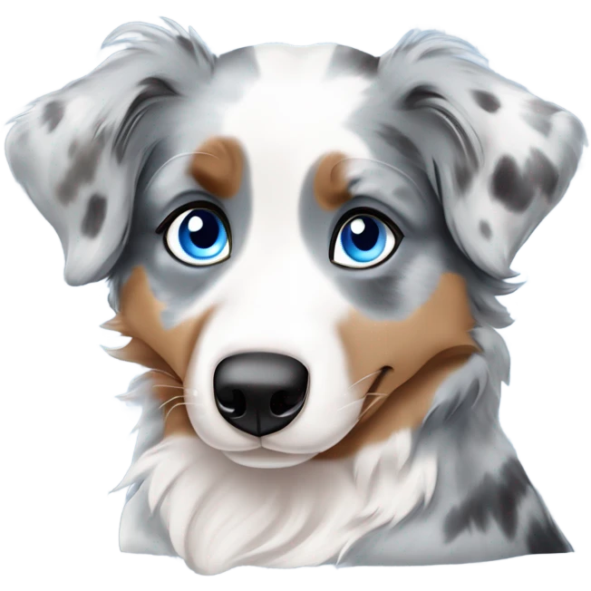 Blue Merle Australian shepherd puppy lying down with one blue aeye nd one brown eye   emoji