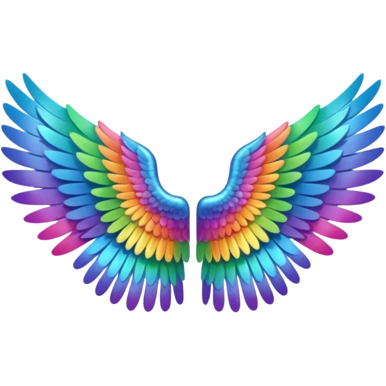Rainbow angel wings. Left and right rainbow angel wings. Only wings. emoji
