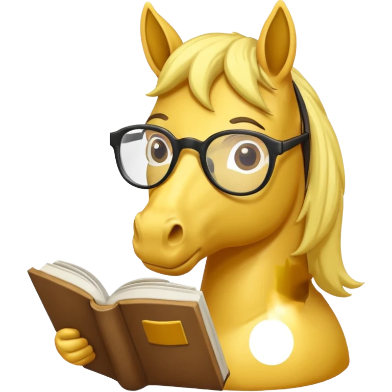 yellow horse read book with glasses emoji