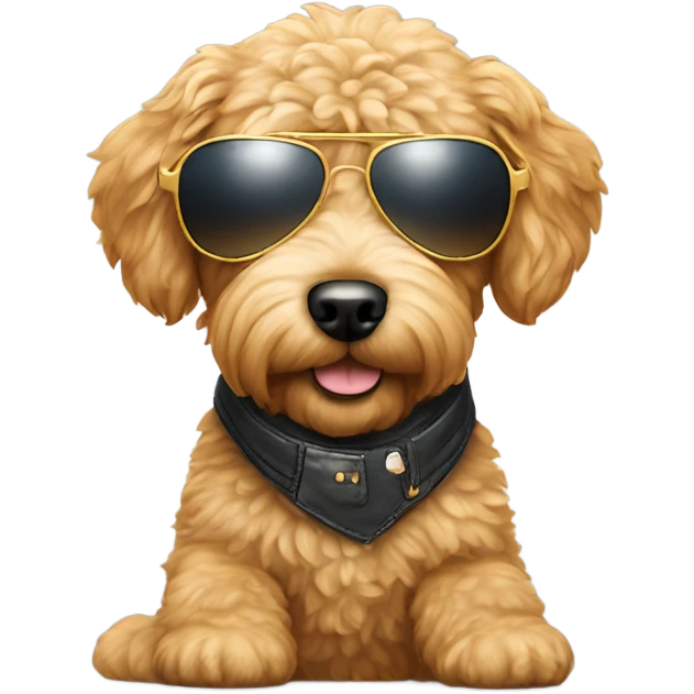 Mini golden doodle wearing aviator sunglasses  emoji