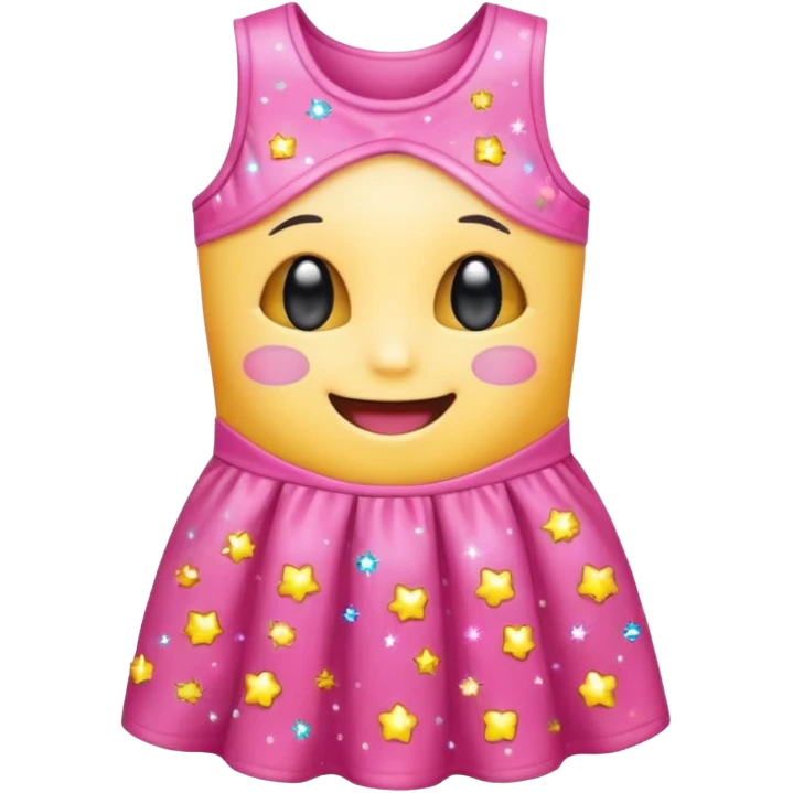 cute kawaii dress with happy smiling face and sparkles emoji style emoji