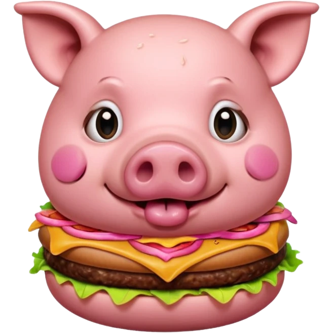 a pig eating a hamburger emoji