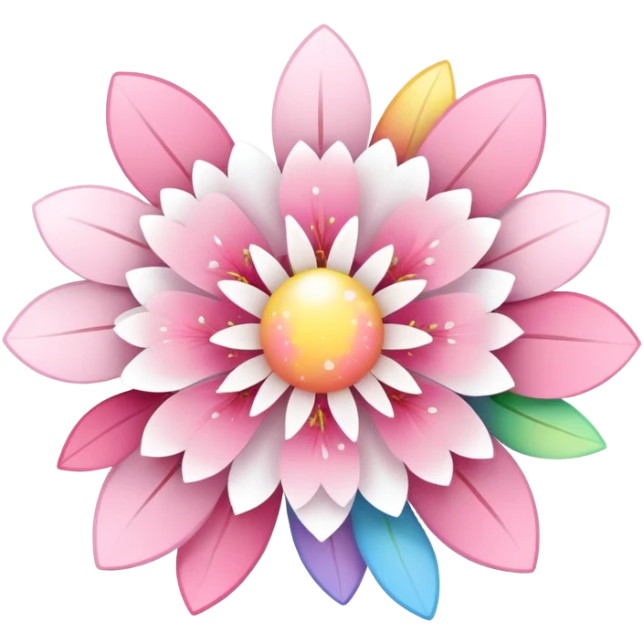 Cute Pastel pink and white Cherry Blossom Sakura Starburst Rainbow Planey emoji