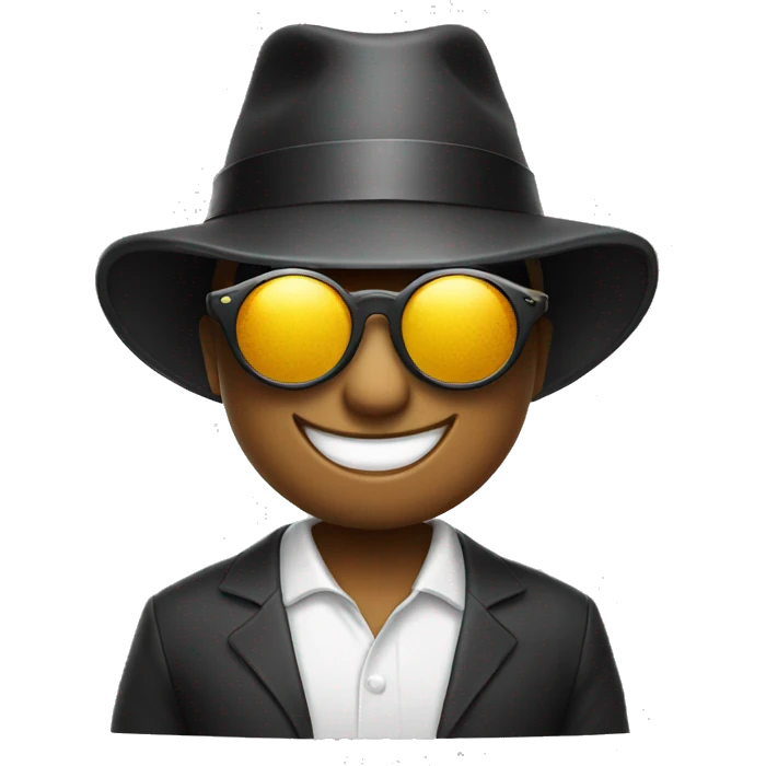 smile in sunglasses in new year hat emoji