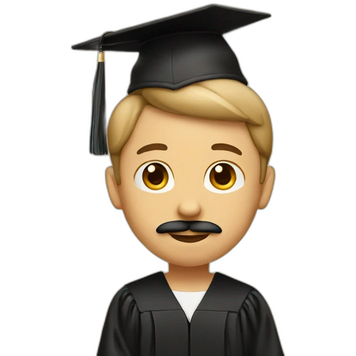 tan boy with mustache and graduation emoji