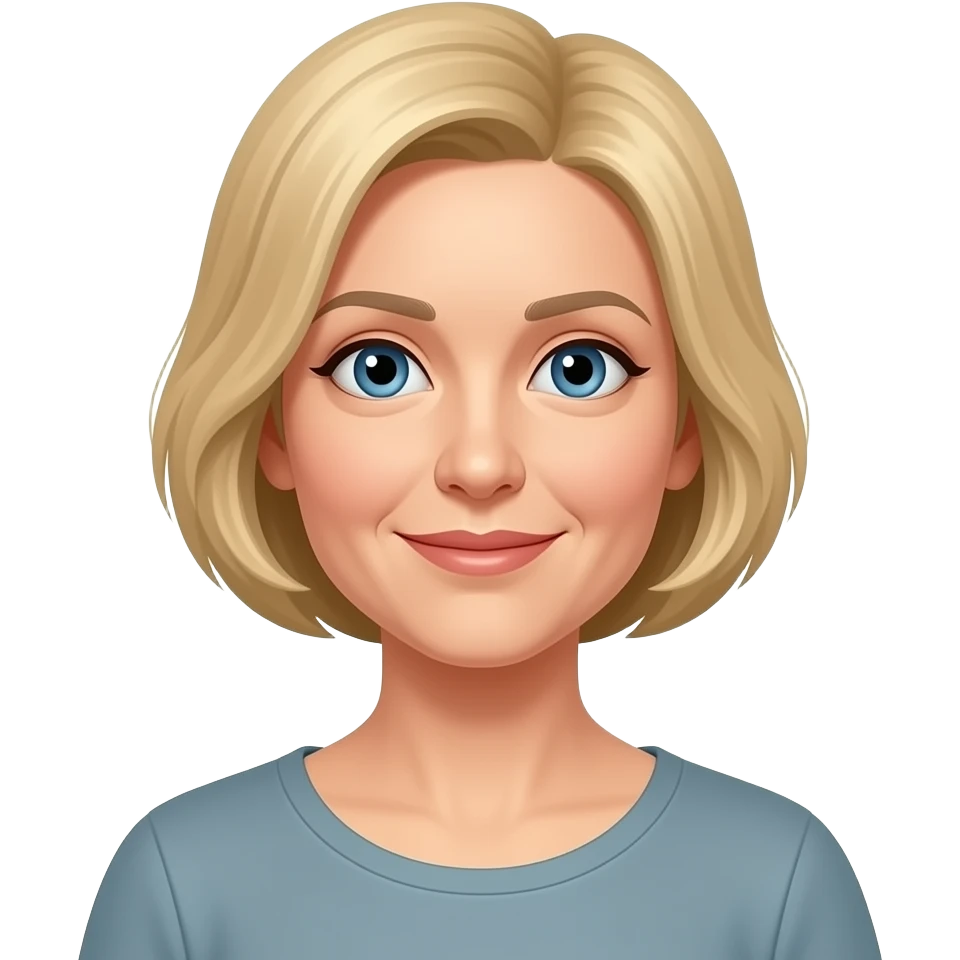 Older woman with short blonde hairstyles and blue eyes emoji