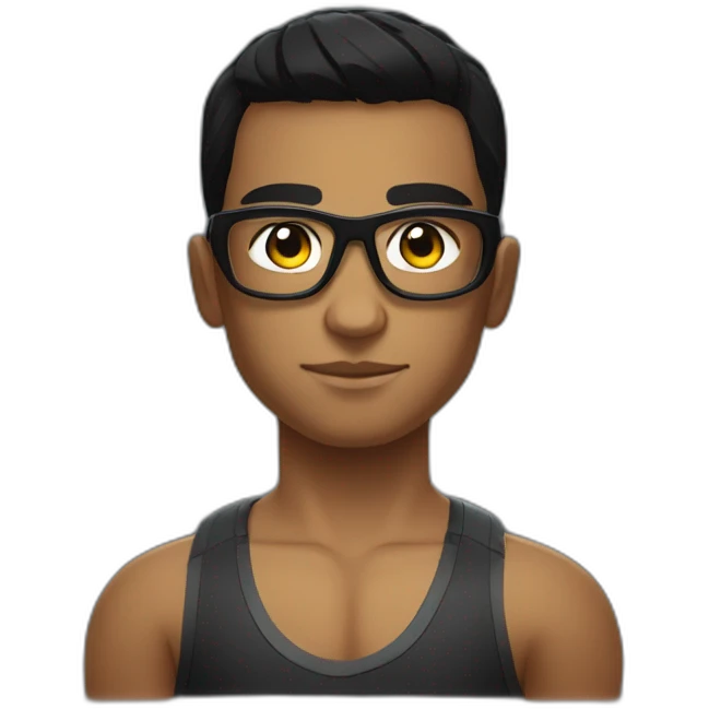 Boy Sri lankan MMA fighter with glases black hair emoji